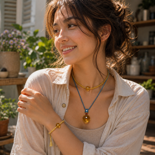 The Golden Triptych™ Golden Hour Choker™ + Slow Sunday™ Pendant + Slow Sunday™ Bracelet